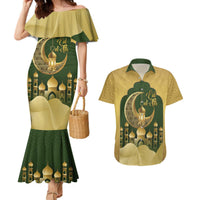 Eid al-Fitr Couples Matching Mermaid Dress and Hawaiian Shirt Khair Mubarak Islamic Pattern