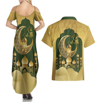 Eid al-Fitr Couples Matching Summer Maxi Dress and Hawaiian Shirt Khair Mubarak Islamic Pattern