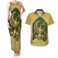 Eid al-Fitr Couples Matching Tank Maxi Dress and Hawaiian Shirt Khair Mubarak Islamic Pattern