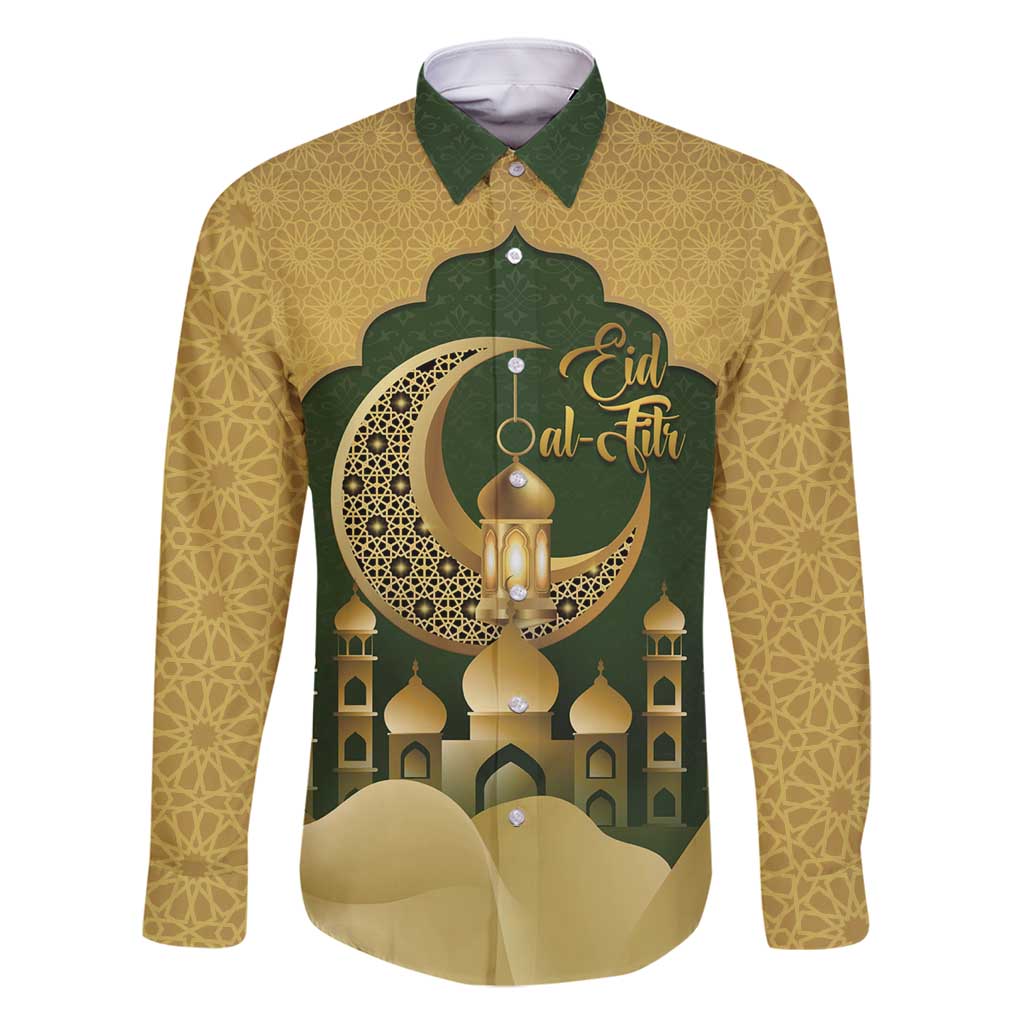 Eid al-Fitr Family Matching Long Sleeve Bodycon Dress and Hawaiian Shirt Khair Mubarak Islamic Pattern