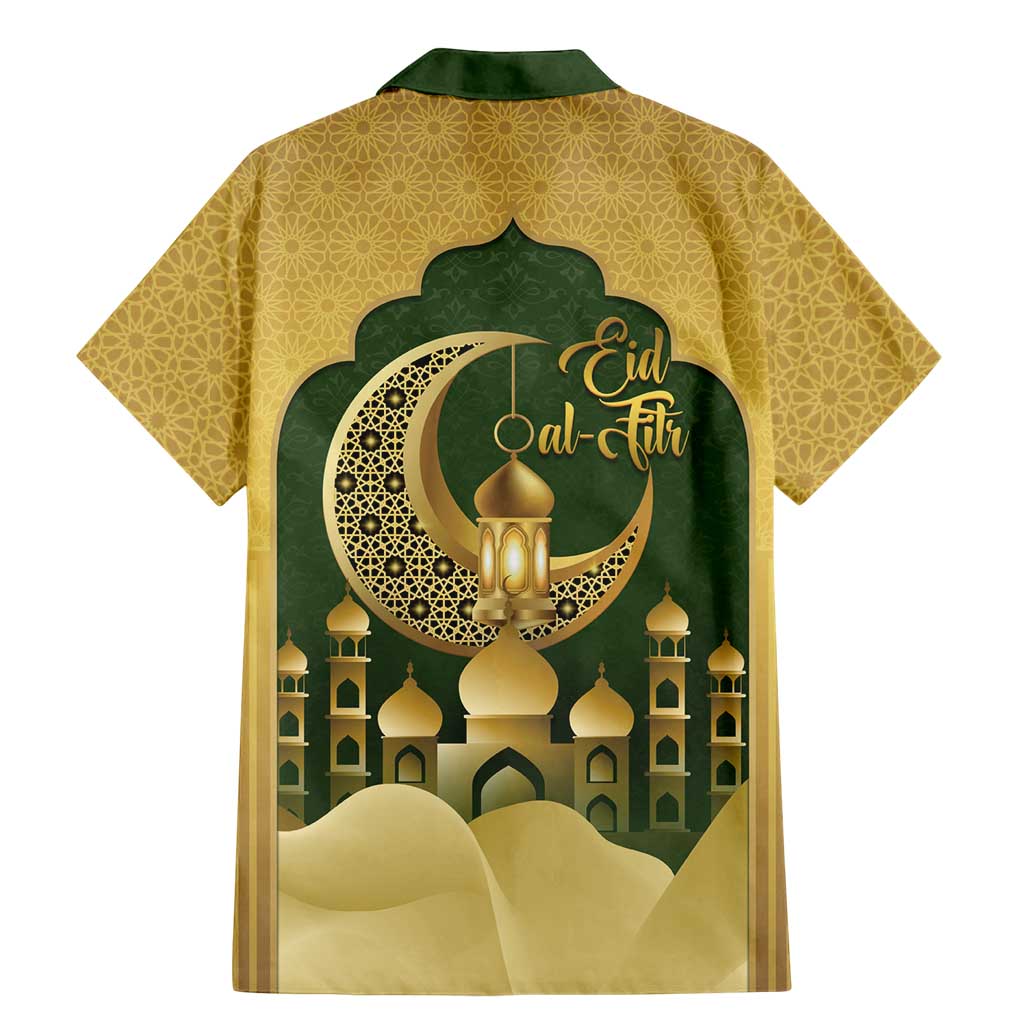 Eid al-Fitr Family Matching Mermaid Dress and Hawaiian Shirt Khair Mubarak Islamic Pattern