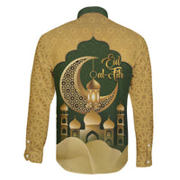 Eid al-Fitr Family Matching Off The Shoulder Long Sleeve Dress and Hawaiian Shirt Khair Mubarak Islamic Pattern