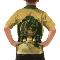 Eid al-Fitr Family Matching Puletasi and Hawaiian Shirt Khair Mubarak Islamic Pattern