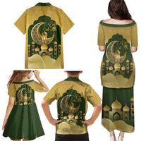 Eid al-Fitr Family Matching Puletasi and Hawaiian Shirt Khair Mubarak Islamic Pattern