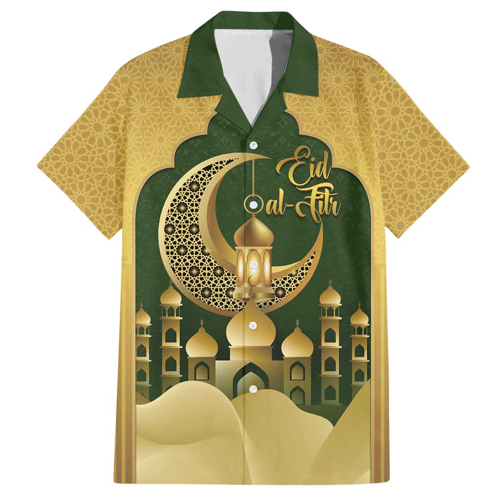 Eid al-Fitr Family Matching Puletasi and Hawaiian Shirt Khair Mubarak Islamic Pattern