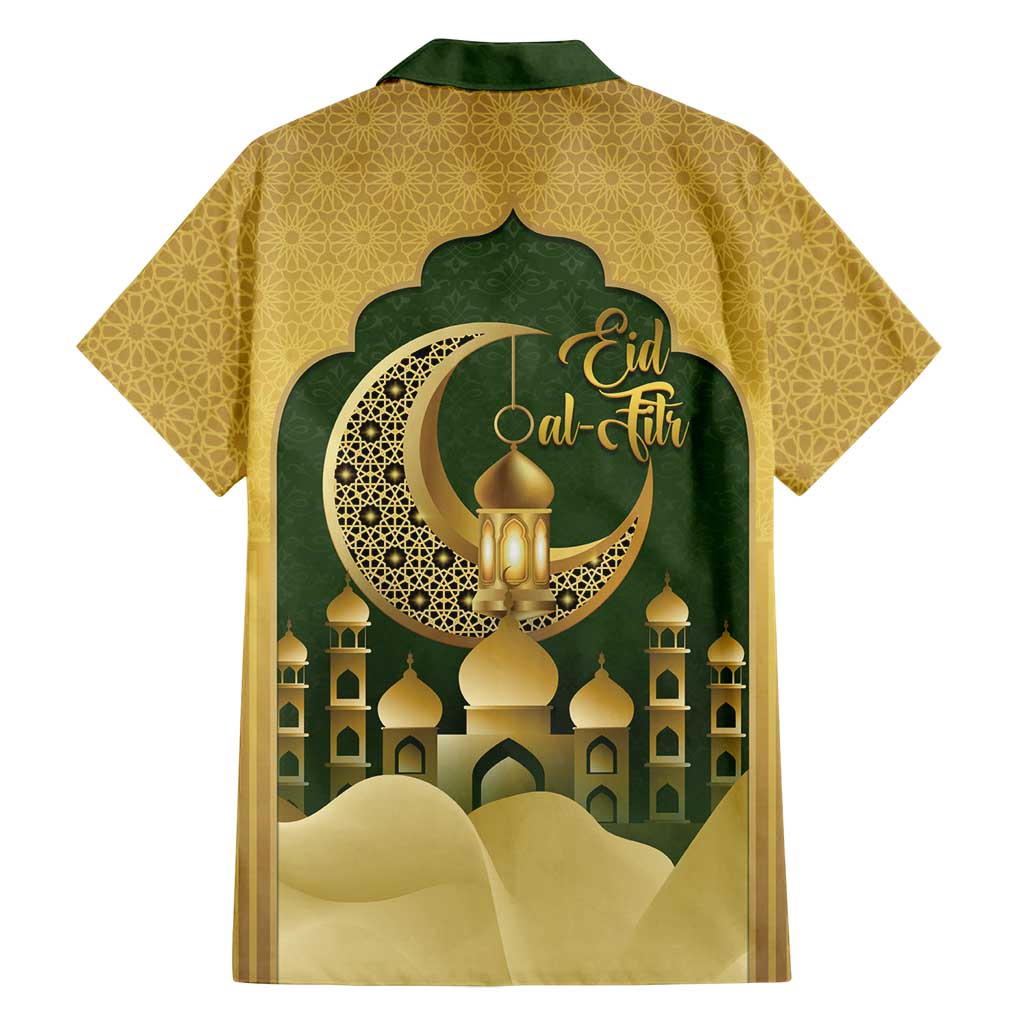 Eid al-Fitr Family Matching Puletasi and Hawaiian Shirt Khair Mubarak Islamic Pattern
