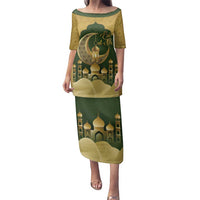 Eid al-Fitr Family Matching Puletasi and Hawaiian Shirt Khair Mubarak Islamic Pattern