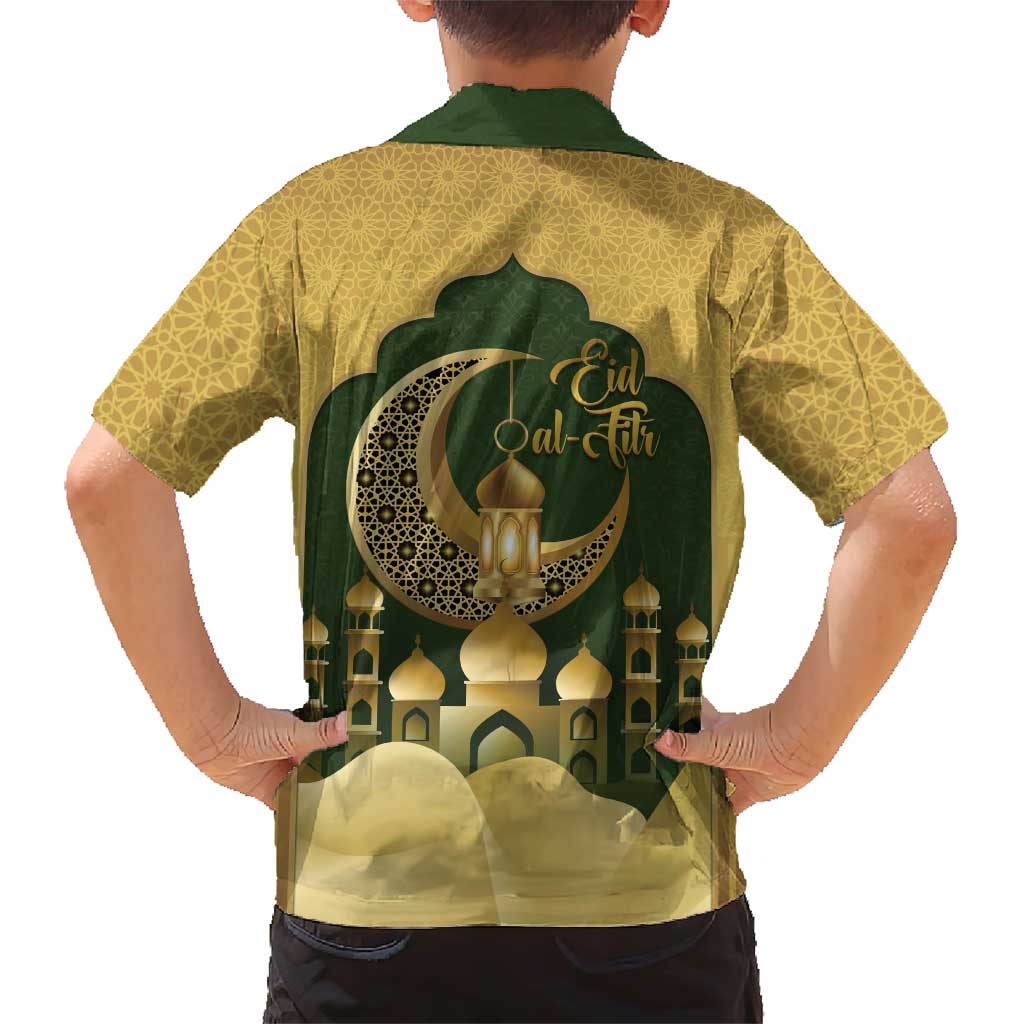 Eid al-Fitr Family Matching Short Sleeve Bodycon Dress and Hawaiian Shirt Khair Mubarak Islamic Pattern