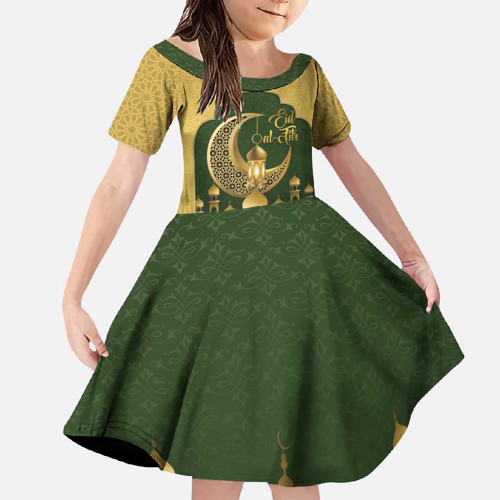 Eid al-Fitr Family Matching Short Sleeve Bodycon Dress and Hawaiian Shirt Khair Mubarak Islamic Pattern