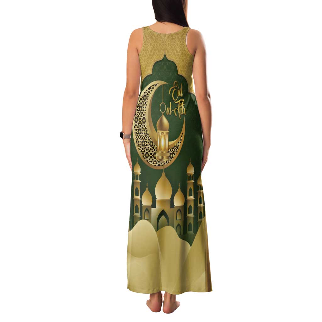 Eid al-Fitr Family Matching Tank Maxi Dress and Hawaiian Shirt Khair Mubarak Islamic Pattern