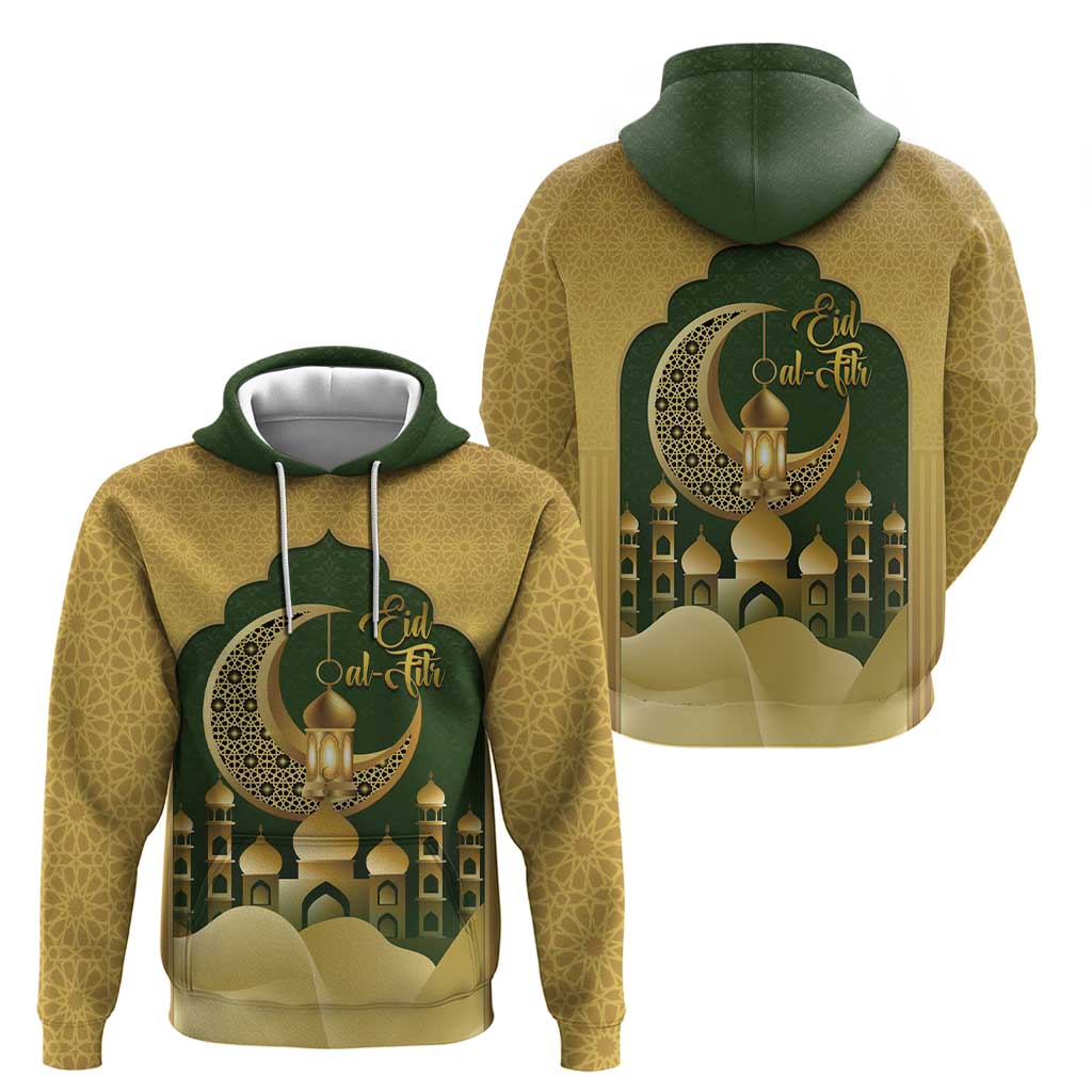 Eid al-Fitr Hoodie Khair Mubarak Islamic Pattern
