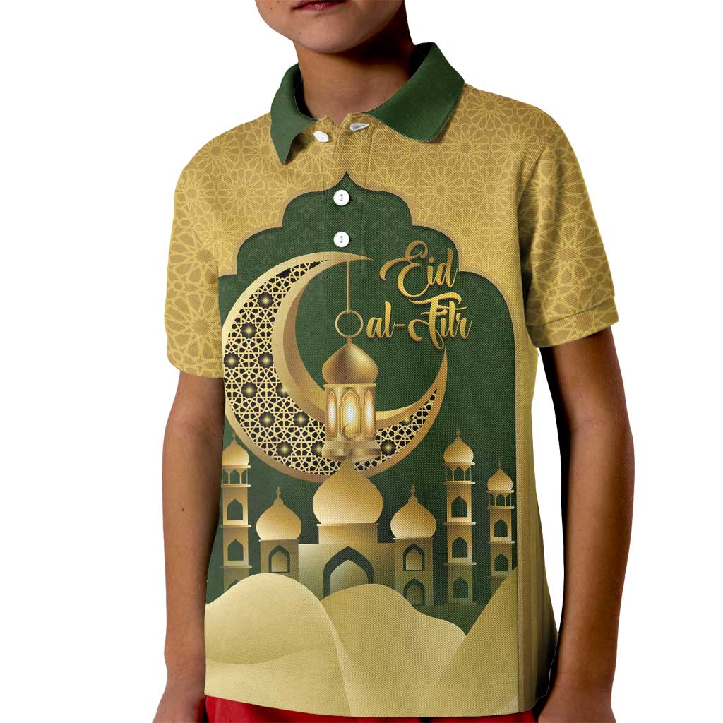 Eid al-Fitr Kid Polo Shirt Khair Mubarak Islamic Pattern