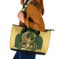 Eid al-Fitr Leather Tote Bag Khair Mubarak Islamic Pattern