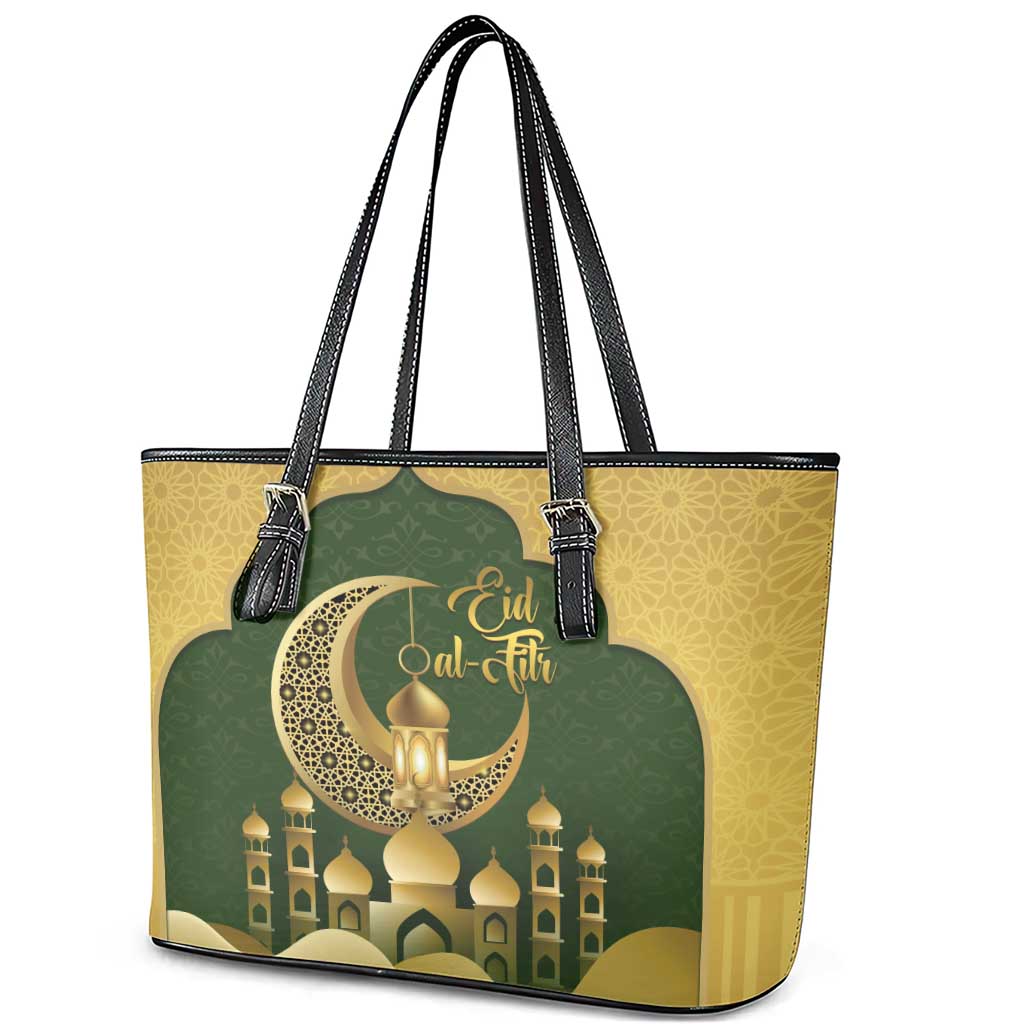 Eid al-Fitr Leather Tote Bag Khair Mubarak Islamic Pattern
