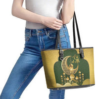 Eid al-Fitr Leather Tote Bag Khair Mubarak Islamic Pattern
