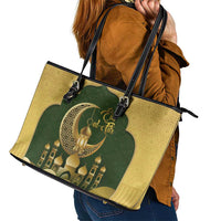 Eid al-Fitr Leather Tote Bag Khair Mubarak Islamic Pattern