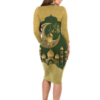 Eid al-Fitr Long Sleeve Bodycon Dress Khair Mubarak Islamic Pattern