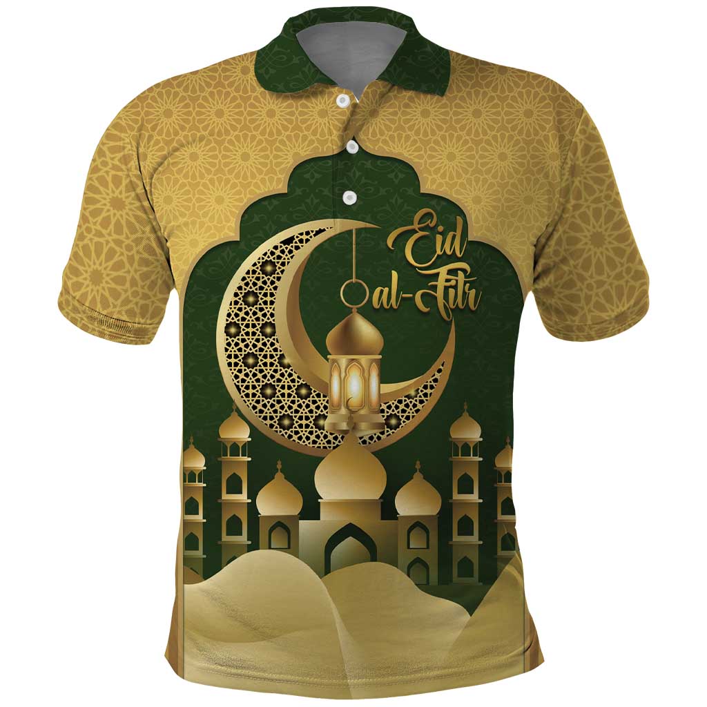 Eid al-Fitr Polo Shirt Khair Mubarak Islamic Pattern