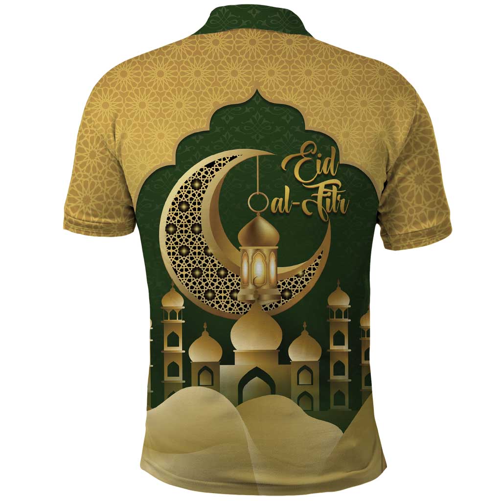 Eid al-Fitr Polo Shirt Khair Mubarak Islamic Pattern