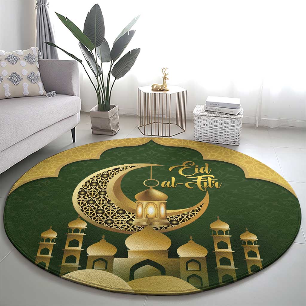 Eid al-Fitr Round Carpet Khair Mubarak Islamic Pattern