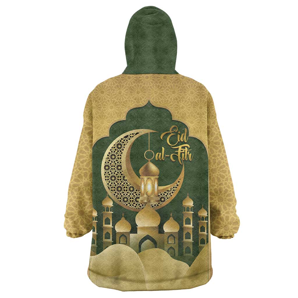 Eid al-Fitr Wearable Blanket Hoodie Khair Mubarak Islamic Pattern