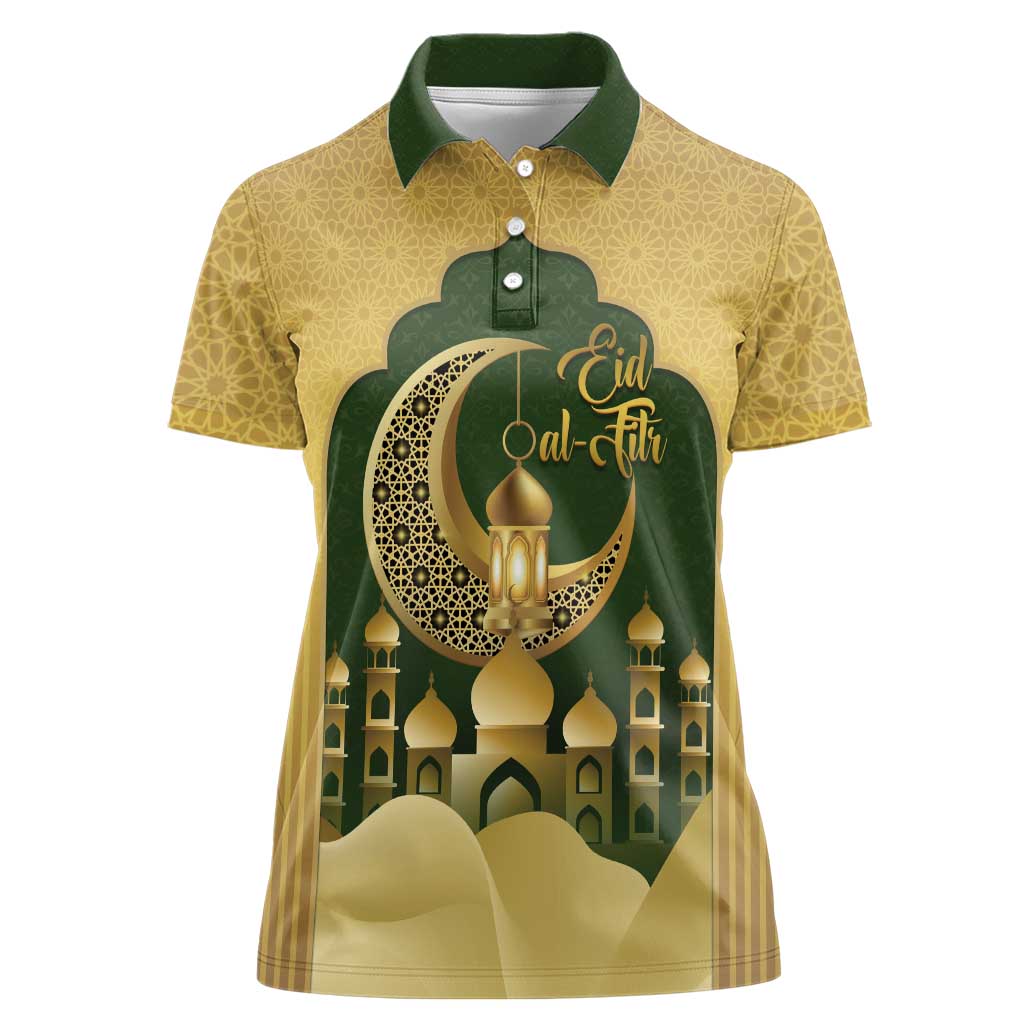 Eid al-Fitr Women Polo Shirt Khair Mubarak Islamic Pattern