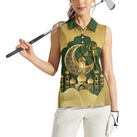 Eid al-Fitr Women Sleeveless Polo Shirt Khair Mubarak Islamic Pattern