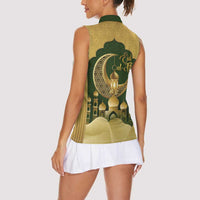 Eid al-Fitr Women Sleeveless Polo Shirt Khair Mubarak Islamic Pattern