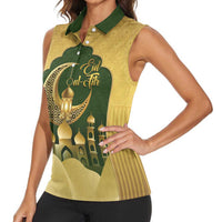 Eid al-Fitr Women Sleeveless Polo Shirt Khair Mubarak Islamic Pattern
