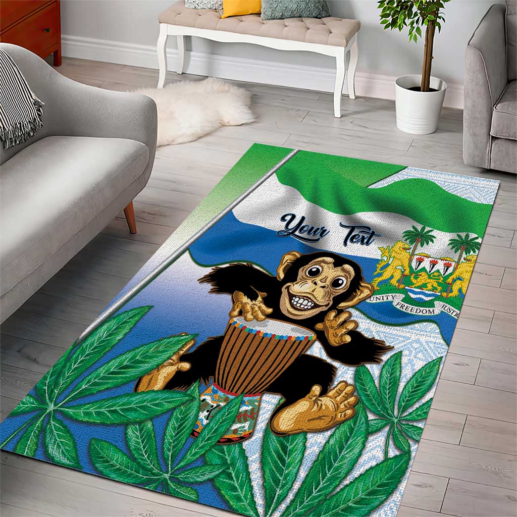 Personalised Sierra Leone Independence Day Area Rug Funny Chimpanzee With Drum