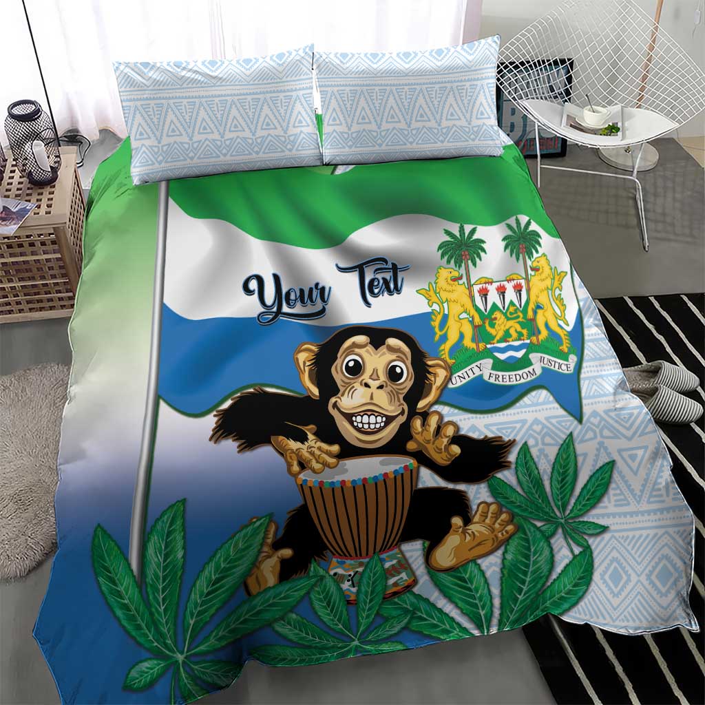 Personalised Sierra Leone Independence Day Bedding Set Funny Chimpanzee With Drum