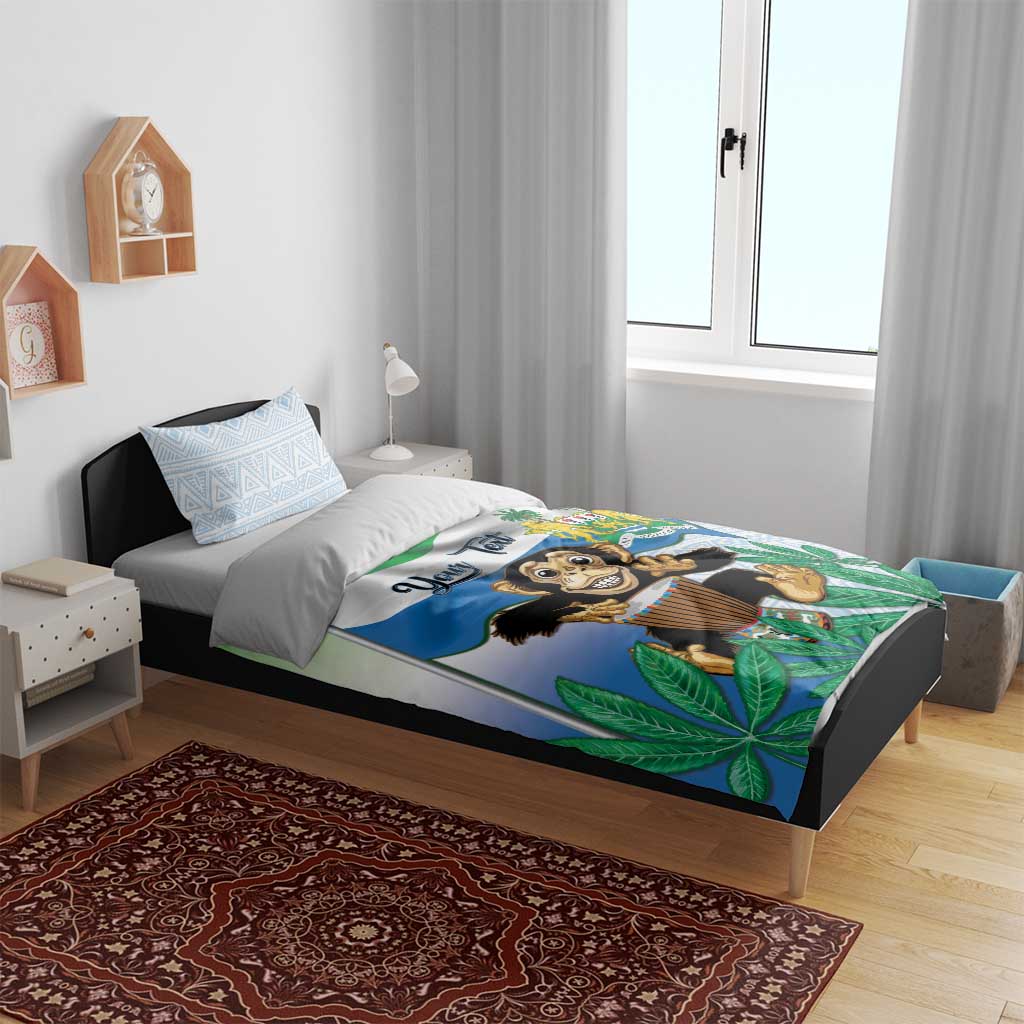 Personalised Sierra Leone Independence Day Bedding Set Funny Chimpanzee With Drum