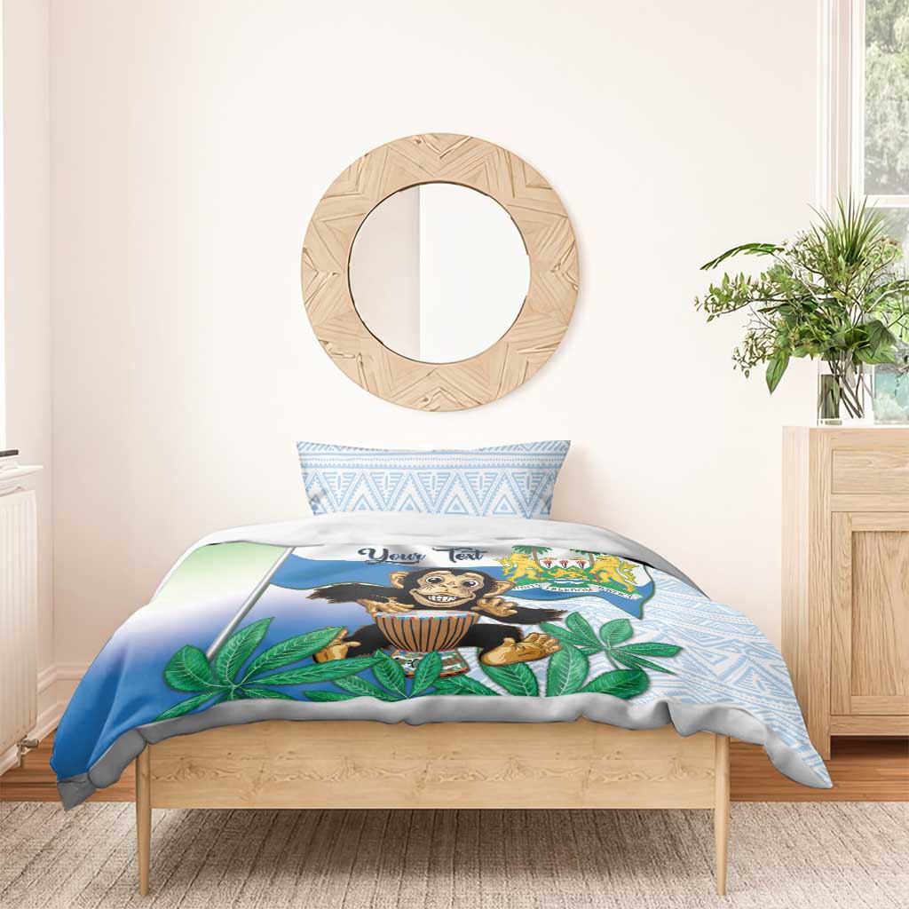 Personalised Sierra Leone Independence Day Bedding Set Funny Chimpanzee With Drum
