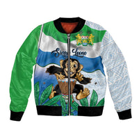 Personalised Sierra Leone Independence Day Bomber Jacket Funny Chimpanzee With Drum