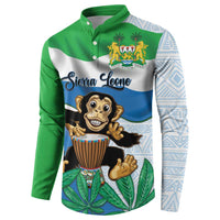 Personalised Sierra Leone Independence Day Button Sweatshirt Funny Chimpanzee With Drum