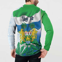 Personalised Sierra Leone Independence Day Button Sweatshirt Funny Chimpanzee With Drum