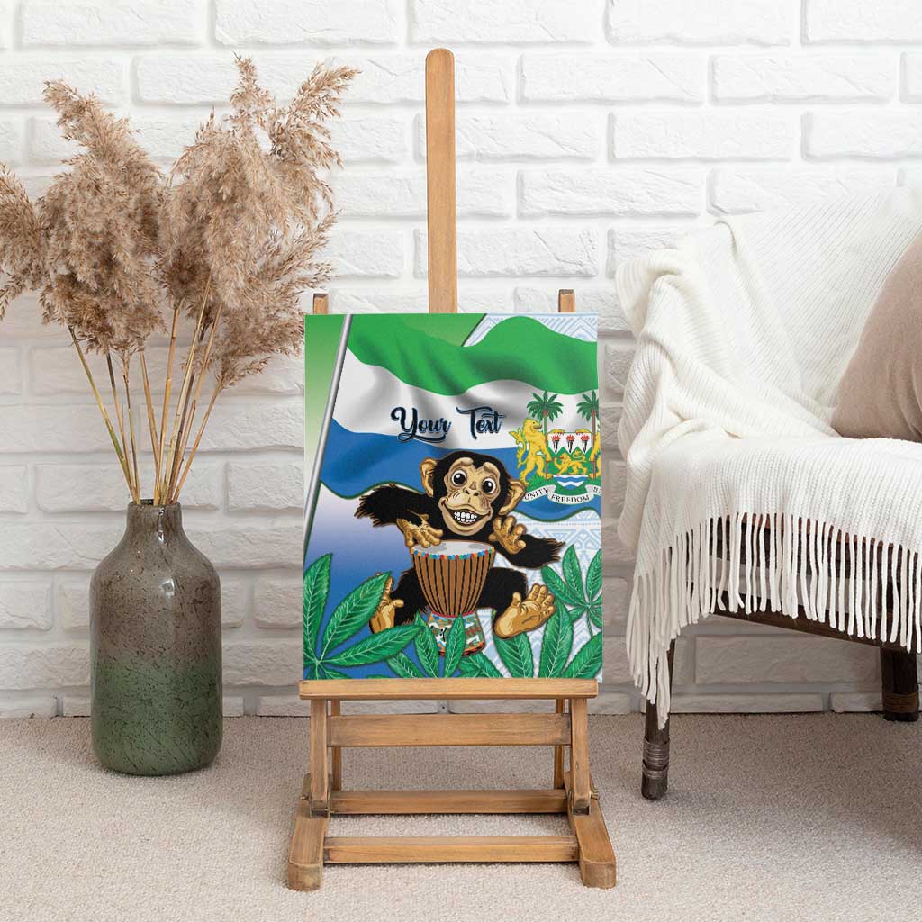 Personalised Sierra Leone Independence Day Canvas Wall Art Funny Chimpanzee With Drum
