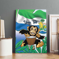 Personalised Sierra Leone Independence Day Canvas Wall Art Funny Chimpanzee With Drum