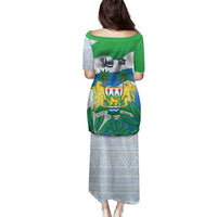 Personalised Sierra Leone Independence Day Family Matching Puletasi and Hawaiian Shirt Funny Chimpanzee With Drum