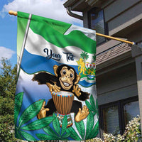 Personalised Sierra Leone Independence Day Garden Flag Funny Chimpanzee With Drum
