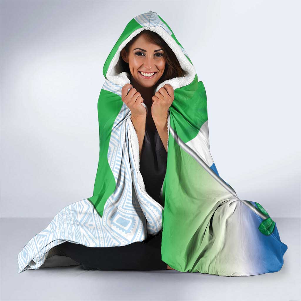 Personalised Sierra Leone Independence Day Hooded Blanket Funny Chimpanzee With Drum