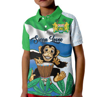 Personalised Sierra Leone Independence Day Kid Polo Shirt Funny Chimpanzee With Drum