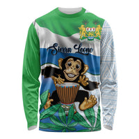 Personalised Sierra Leone Independence Day Long Sleeve Shirt Funny Chimpanzee With Drum