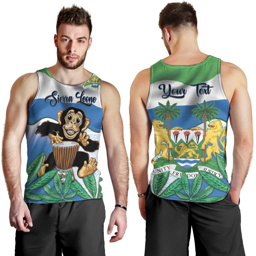 Personalised Sierra Leone Independence Day Men Tank Top Funny Chimpanzee With Drum