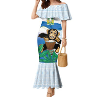 Personalised Sierra Leone Independence Day Mermaid Dress Funny Chimpanzee With Drum