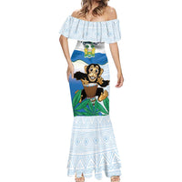 Personalised Sierra Leone Independence Day Mermaid Dress Funny Chimpanzee With Drum