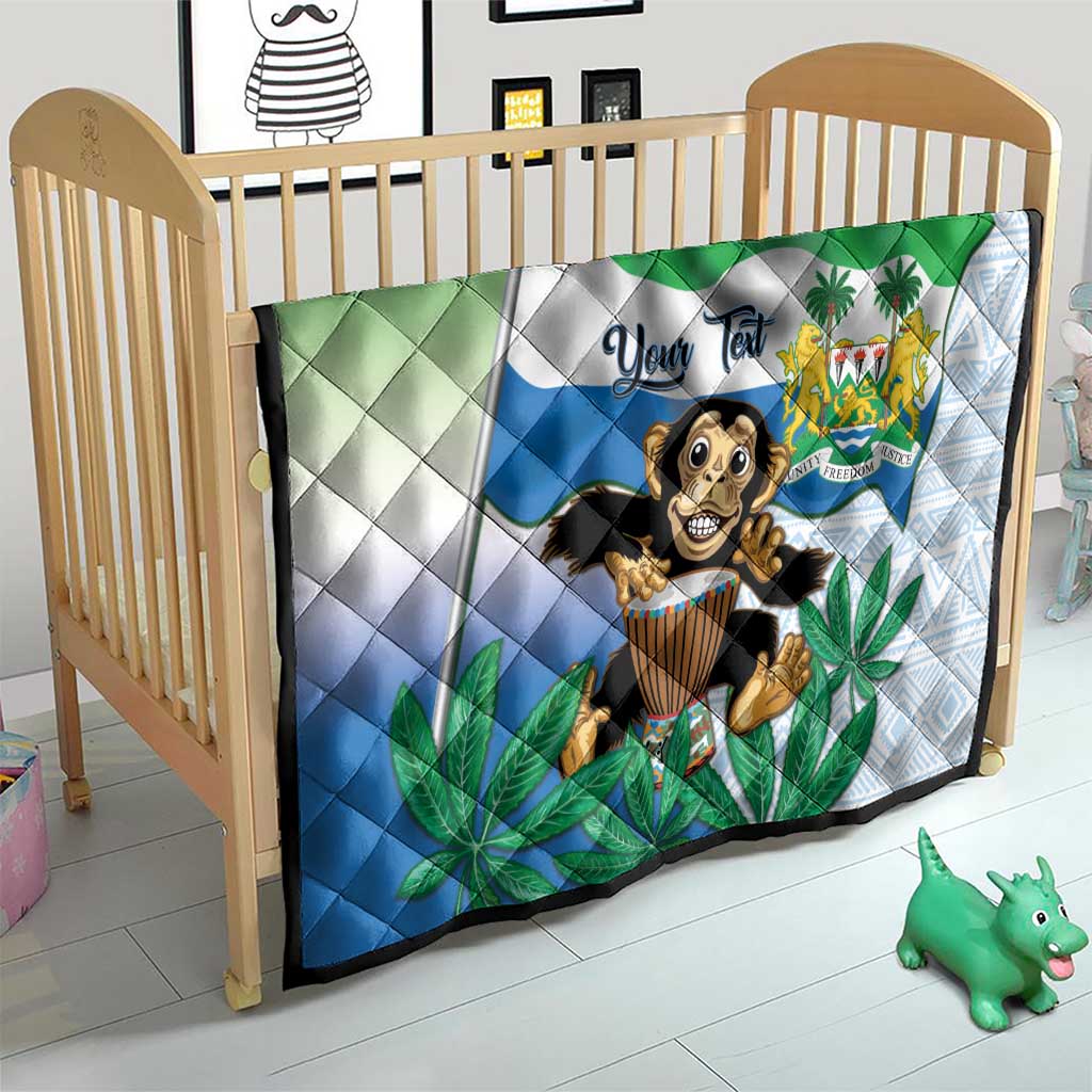 Personalised Sierra Leone Independence Day Quilt Funny Chimpanzee With Drum