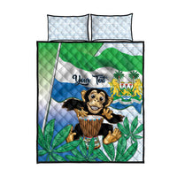 Personalised Sierra Leone Independence Day Quilt Bed Set Funny Chimpanzee With Drum