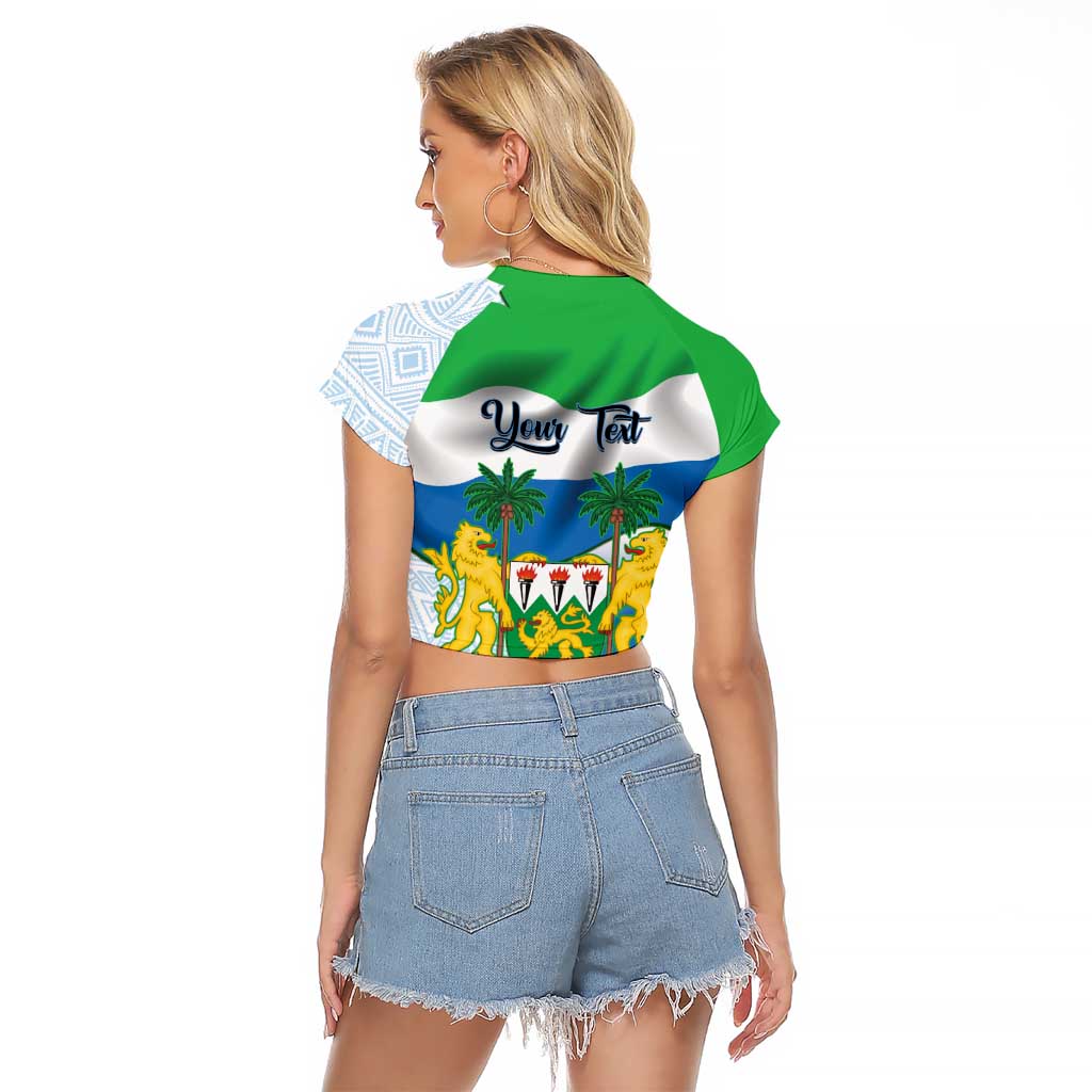 Personalised Sierra Leone Independence Day Raglan Cropped T Shirt Funny Chimpanzee With Drum