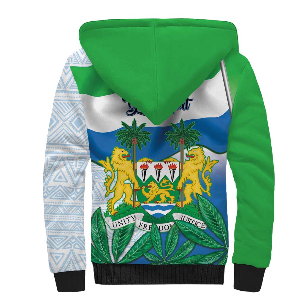 Personalised Sierra Leone Independence Day Sherpa Hoodie Funny Chimpanzee With Drum